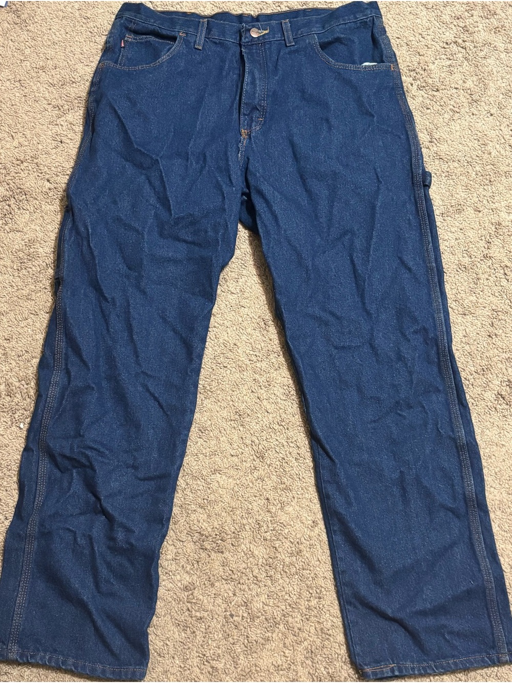 Men's Cargo Work Pants in Deep Blue Denim
